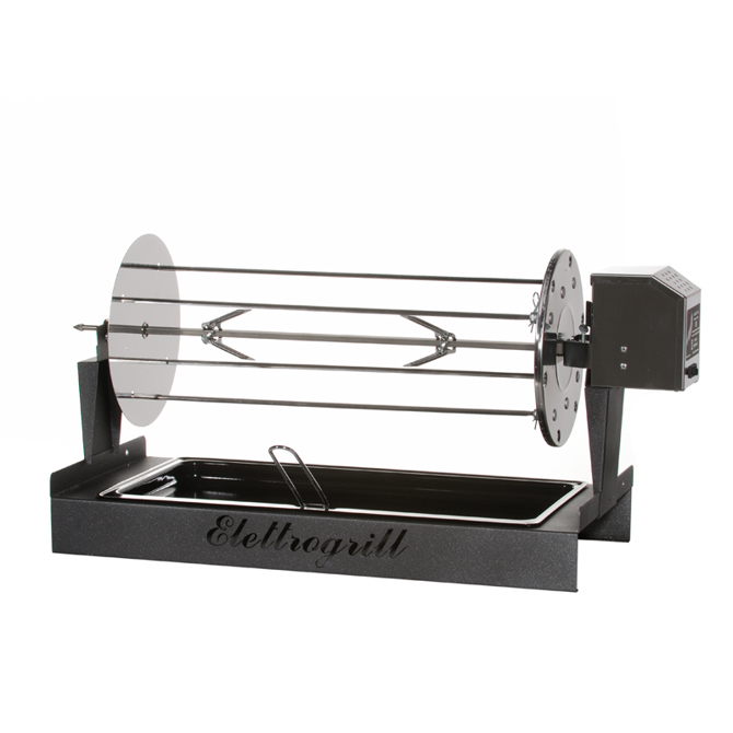 Girarrosto elettrico da caminetto e barbecue in acciaio inox con struttura compatta Art. 80
